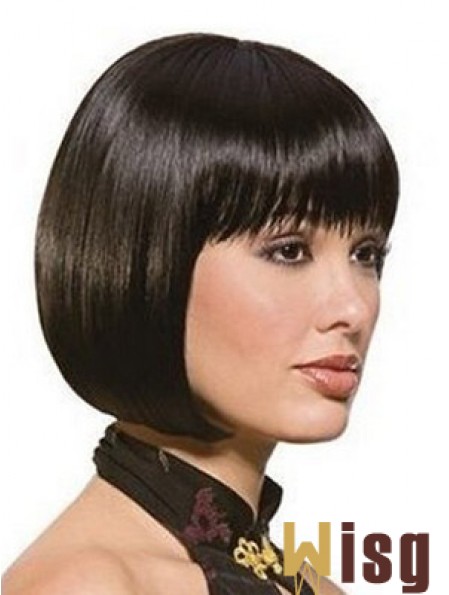 Chin Length Bobs Straight Black Sassy Synthetic Wigs