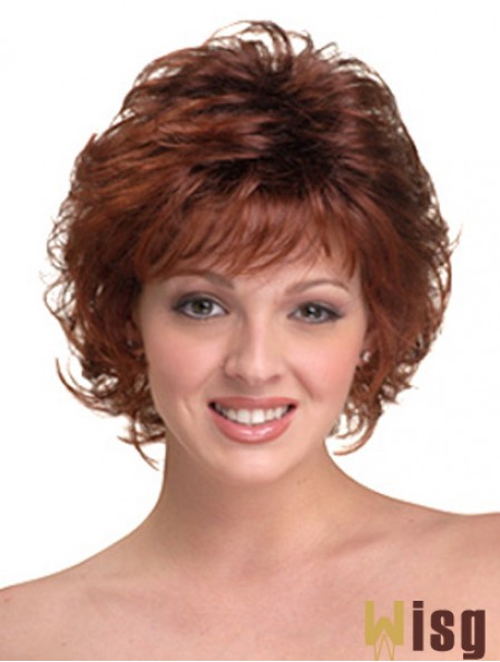 Synthetic Hair Head Wigs With Capless Auburn Color Chin Length