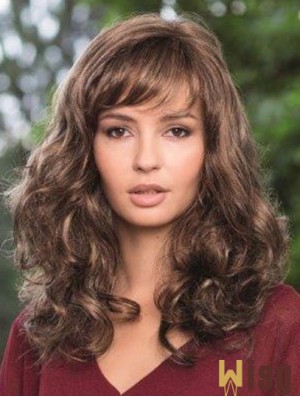 Synthetic Lace Wig Brown Color Wavy Style Long Length Boycuts