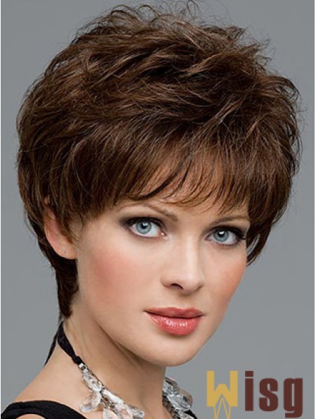 Cutting A Synthetic Wig Boycuts Cropped Length Brown Color