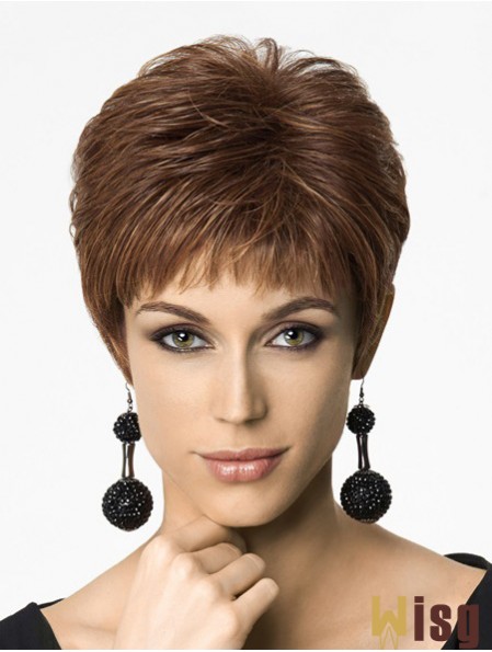 Straight Boycuts 6 inch Auburn Fashionable Synthetic Wigs