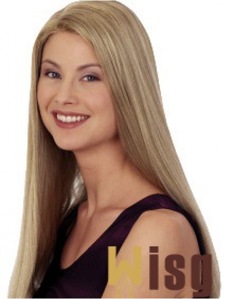 Straight Without Bangs 20 inch Blonde Discount Synthetic Wigs