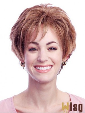 Stylish Auburn Short Layered Wavy Glueless Lace Front Wigs