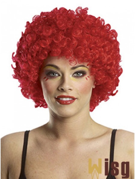 Kinky Without Bangs Short Red Modern Lace Front Wigs