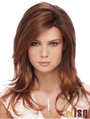 Fashion Auburn Long With Bangs Straight Glueless Lace Front Wigs