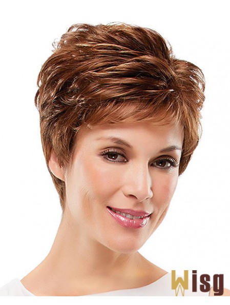 Curly Layered Short Suitable Auburn Synthetic Wigs