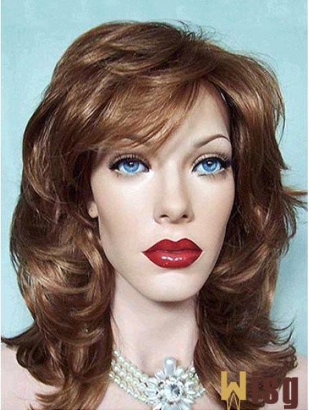 Wavy Layered Shoulder Length Brown Good Lace Front Wigs