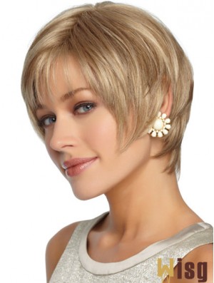 Short Layered Straight Blonde Hairstyles Synthetic Wigs