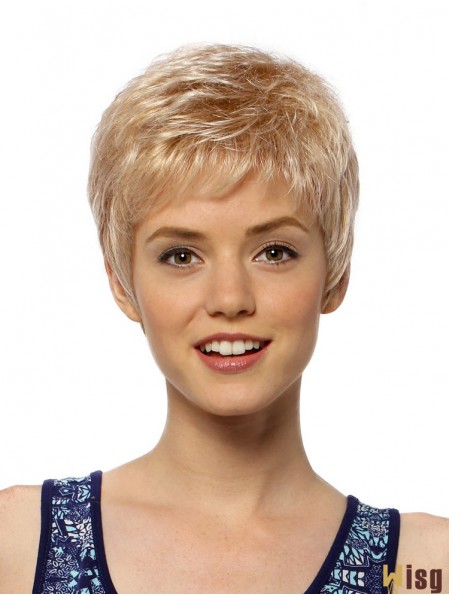 Flexibility 4 inch Straight Blonde Boycuts Short Wigs