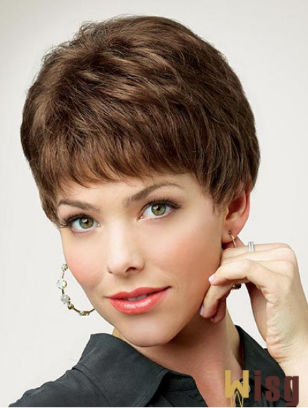 Stylish 8 inch Straight Brown Boycuts Short Wigs