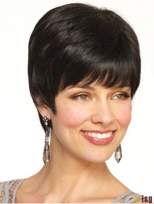 Boycuts Cropped Black Straight Flexibility Petite Wigs