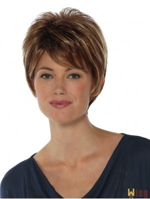 Fabulous 8 inch Straight Brown Boycuts Short Wigs