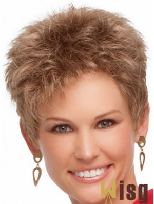 Cropped Boycuts Wavy Blonde Suitable Synthetic Wigs