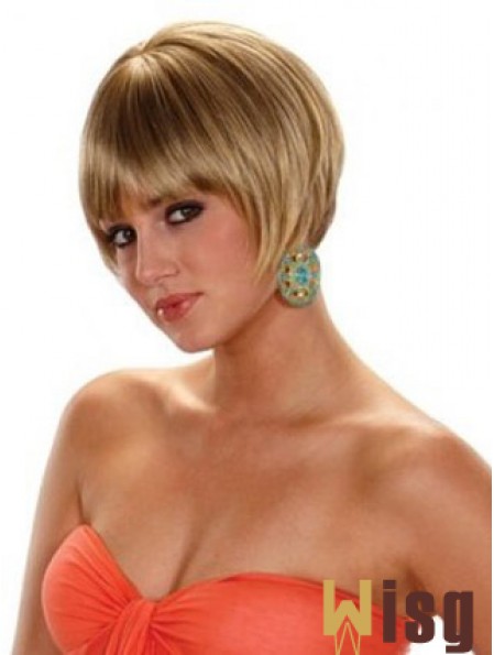 Short Bobs Straight Blonde Cheap Synthetic Wigs