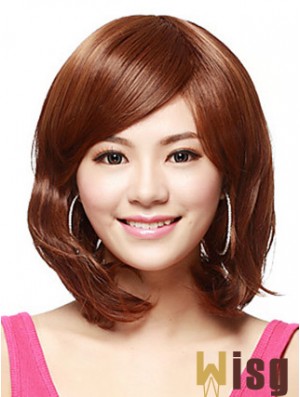 Shoulder Length Bobs Straight Auburn Flexibility Synthetic Wigs