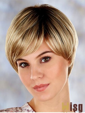 High Quality 7 inch Straight Blonde Layered Short Wigs