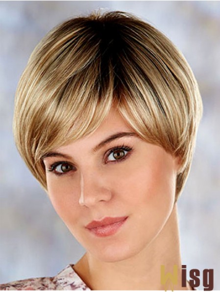 High Quality 7 inch Straight Blonde Layered Short Wigs