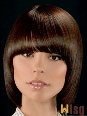 Top Brown Chin Length Straight Bobs Lace Front Wigs