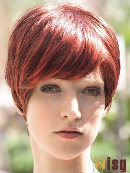 Incredible 8 inch Straight Red Boycuts Short Wigs