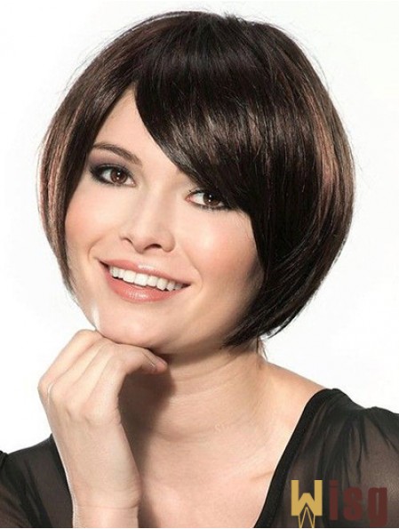 Straight Chin Length Black 10 inch Lace Front Great Bob Wigs