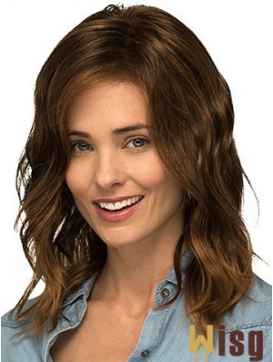 Without Bangs Brown Curly Shoulder Length 14 inch Popular Medium Wigs