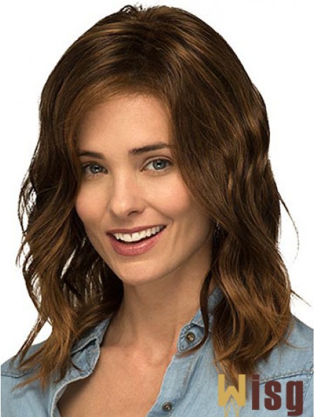 Without Bangs Brown Curly Shoulder Length 14 inch Popular Medium Wigs