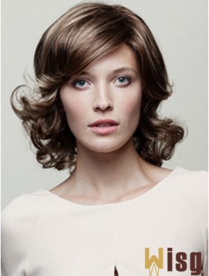 Classic Brown Wavy Chin Length 10 inch Top Medium Wigs