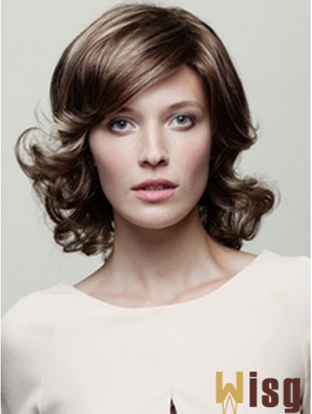 Classic Brown Wavy Chin Length 10 inch Top Medium Wigs