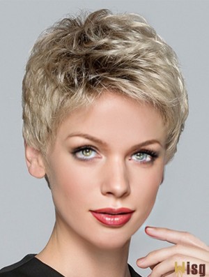 Boycuts Blonde Synthetic Straight 3 inch Short Hair Wigs