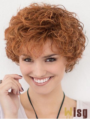 Lace Front Curly Copper Layered 10 inch Short Hairstyles