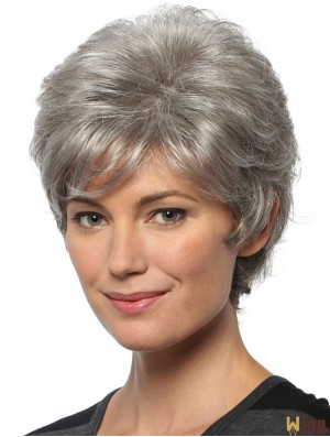 Short Wavy 8 inch Capless Cheap Grey Wigs