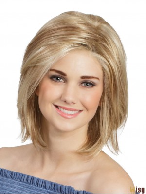 12 inch Straight Blonde Monofilament Cheap Bob Wigs