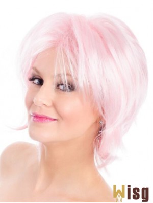 Straight Bobs Pink 8 inch Capless Wig Fashion