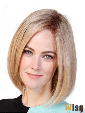 Straight Bobs Blonde 11 inch Monofilament Cancer Patient Wigs