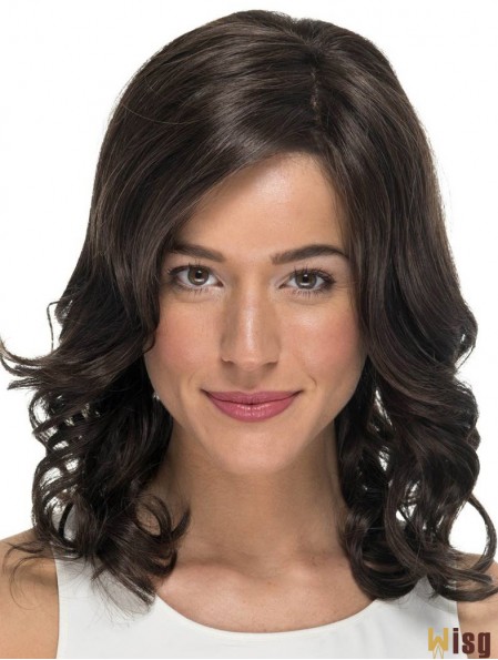 Curly Without Bangs Black 14 inch Monofilament Cheap Wigs For Cancer Patients