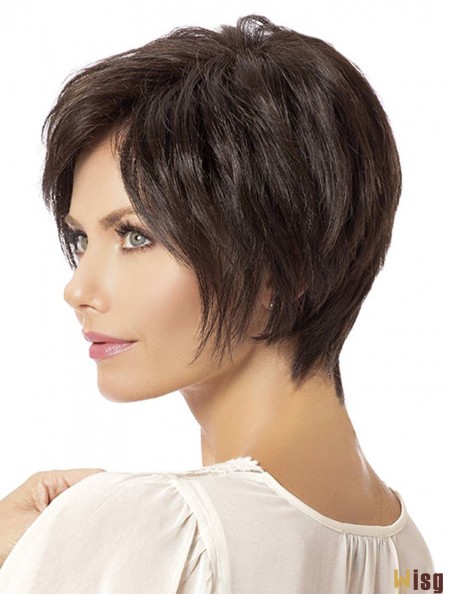 Straight Brown Layered 8 inch Wig Lace