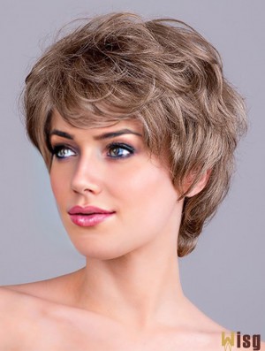 Synthetic Wavy Brown 8 inch Short Monofilament Wig For Women Classic Style