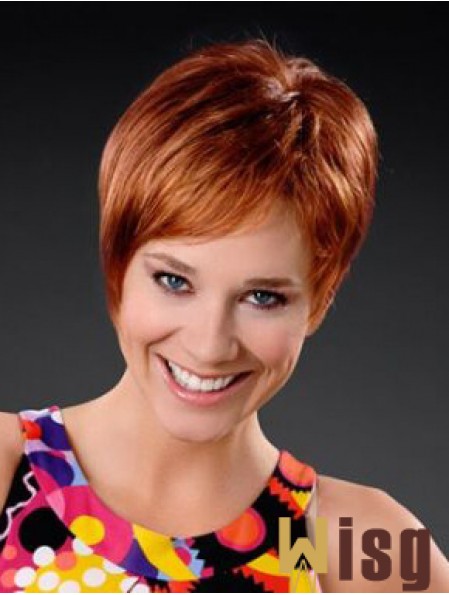 Copper Short Synthetic 8 inch Straight Boycuts Front Lace Wig