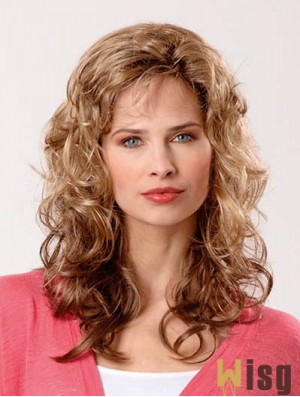 Synthetic Brown Curly 14 inch Capless Layered Long Wigs