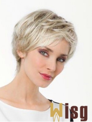 Platinum Blonde Boycuts Short 8 inch Straight Synthetic Monofilament Wig Sale