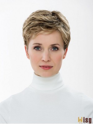 Synthetic Capless 4 inch Boycuts Straight Blonde Short Hair Styles