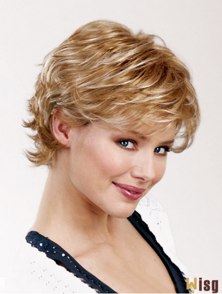 Wavy Layered Capless 8 inch Blonde Short Wholesale Synthetic Wigs