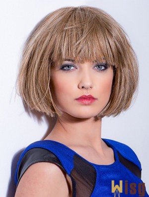 100% Hand-tied Synthetic 8 inch Chin Length Straight Auburn Bobs Wigs For Cancer