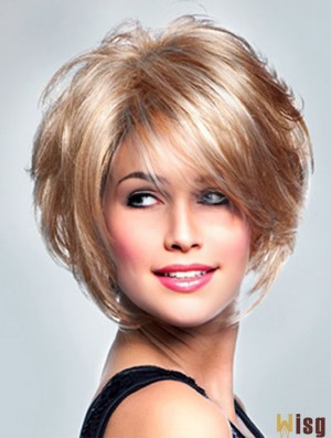 UK Lace Wigs With Monofilament Short Length Curly Style Layered Cut