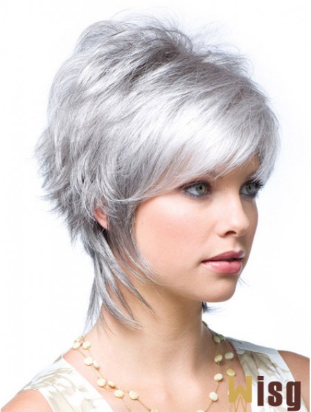 Cheap Ladies Grey Wigs Wavy Style Short Length With Lace Front