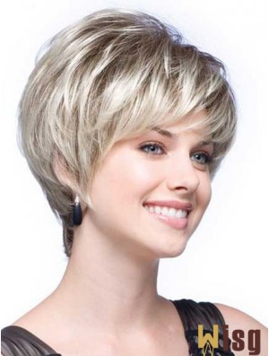 Grey Wigs With Synthetic Short Length Wavy Style