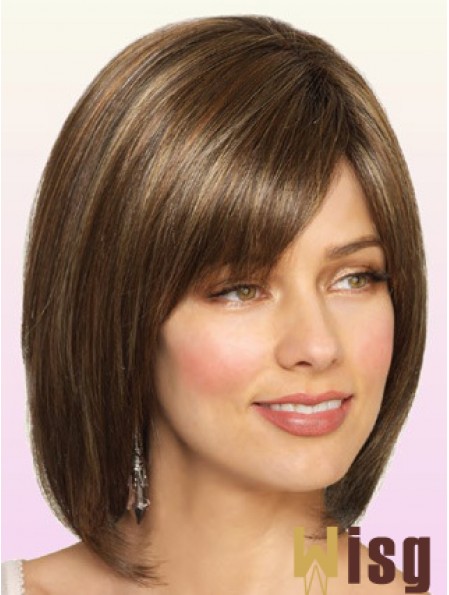 Wigs Bob Style Chin Length Lace Front Bobs Cut Brown Color