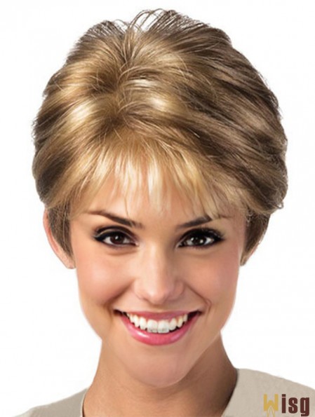 Blonde Lace Front Wig With Synthetic Layered Cut Short Length