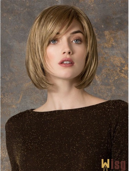 Chin Length Straight Monofilament Blonde Gorgeous Bob Wigs