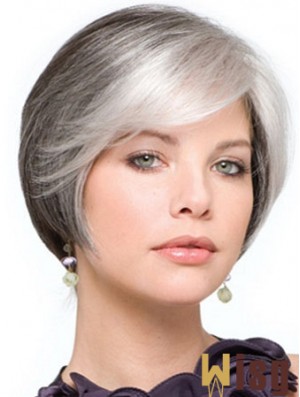 Grey Wig With Lace Front Grey Cut Straight Style